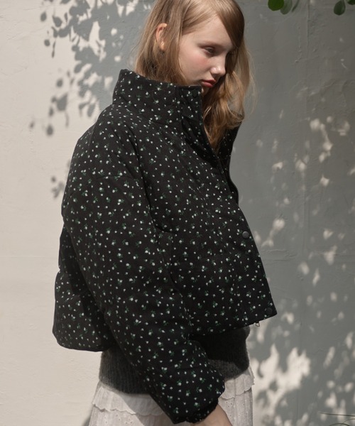 小花柄コーデュロイ中綿ジャケット/small floral corduroy cotton