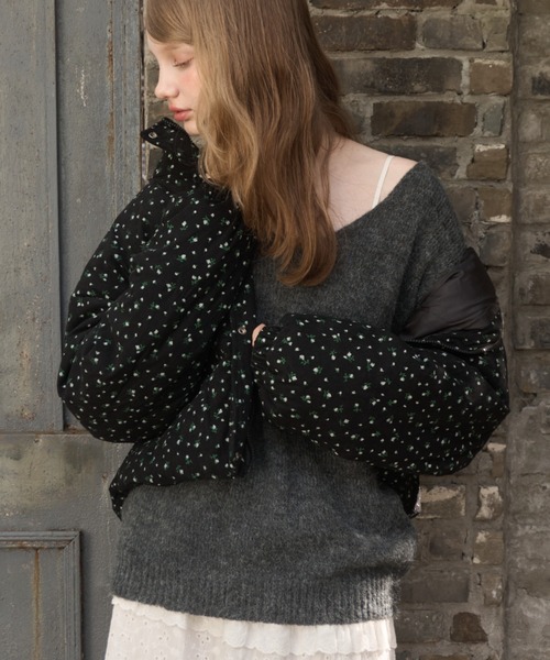 Birthday room（バースデイルーム）の「小花柄コーデュロイ中綿ジャケット/small floral corduroy cotton batting short jacket（ダウンジャケット/コート・レディース・アイボリー/ブラック・FREE）」の18枚目の写真