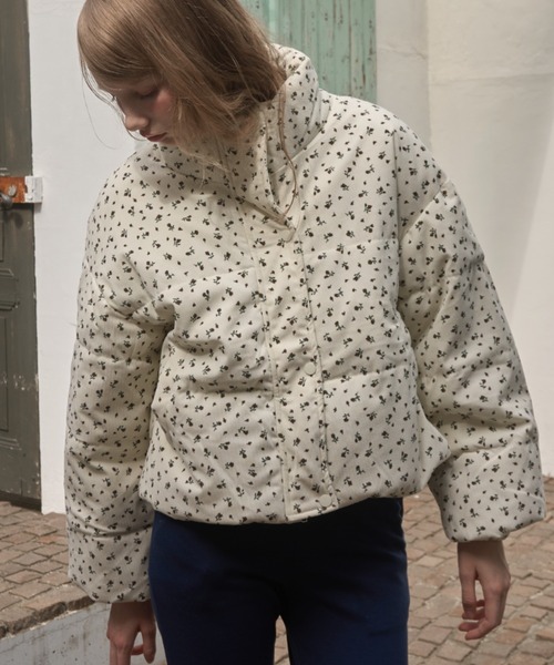 小花柄コーデュロイ中綿ジャケット/small floral corduroy cotton
