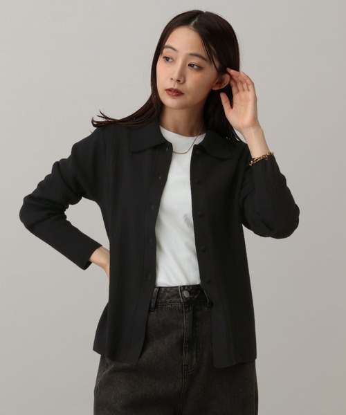 GLOBAL WORK(グローバルワーク)の「MATINEE LINE/なめらかニット/襟付きカーディガン/591293(カーディガン/ボレロ・レディース・ベージュ/チャコールグレー/ブラック・LARGE/MEDIUM)」の6枚目の写真