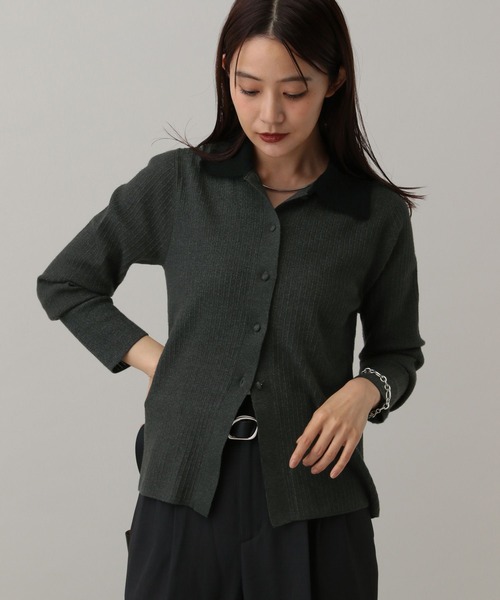 GLOBAL WORK(グローバルワーク)の「MATINEE LINE/なめらかニット/襟付きカーディガン/591293(カーディガン/ボレロ・レディース・ベージュ/チャコールグレー/ブラック・LARGE/MEDIUM)」の14枚目の写真