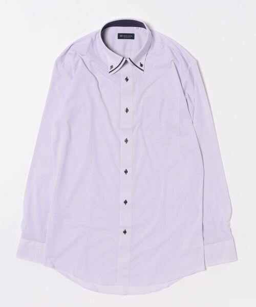 TOKYO SHIRTS(トウキョウシャツ)の「形態安定ノンアイロン ボタンダウン 長袖ストレッチビジネスワイシャツ(大きいサイズ・長いサイズ)(ビジネスシャツ・メンズ・パープル・首回り45cm-裄丈82cm/首回り43cm-裄丈90cm/首回り42cm-裄丈90cm/首回り41cm-裄丈90cm/首回り39cm-裄丈88cm/首回り47cm-裄丈90cm/首回り47cm-裄丈86cm/首回り45cm-裄丈90cm/首回り45cm-裄丈86cm)」の6枚目の写真