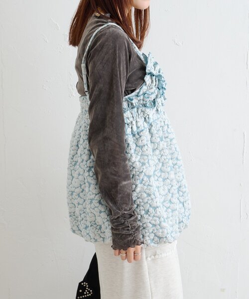 w closet（ダブルクローゼット）の「フリルジャガードキャミワンピース（シャツ/ブラウス・レディース・ブルー/ブラック/アイボリー・FREE）」の18枚目の写真