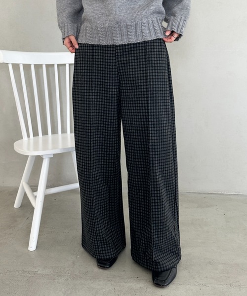 MYMOOD.（マイムード）の「チェック柄ワイドストレートパンツ（その他パンツ・レディース・グレー/ネイビー・FREE）」の6枚目の写真