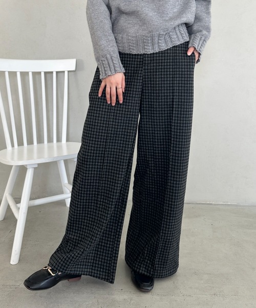 MYMOOD.（マイムード）の「チェック柄ワイドストレートパンツ（その他パンツ・レディース・グレー/ネイビー・FREE）」の8枚目の写真