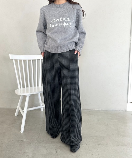 MYMOOD.（マイムード）の「チェック柄ワイドストレートパンツ（その他パンツ・レディース・グレー/ネイビー・FREE）」の9枚目の写真