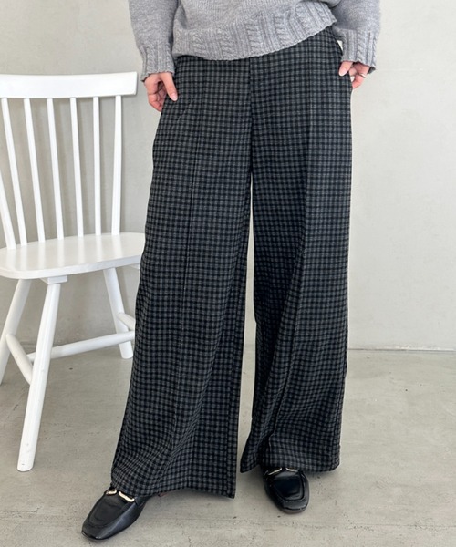 MYMOOD.（マイムード）の「チェック柄ワイドストレートパンツ（その他パンツ・レディース・グレー/ネイビー・FREE）」の10枚目の写真