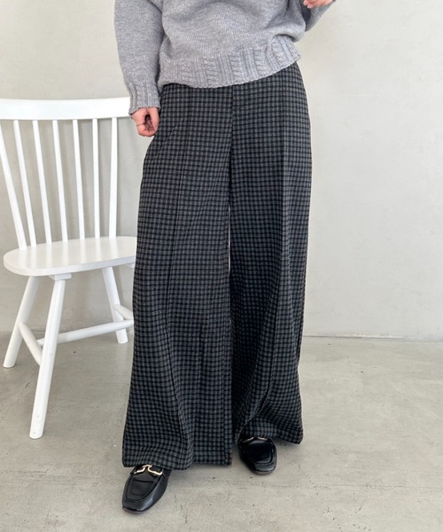 MYMOOD.（マイムード）の「チェック柄ワイドストレートパンツ（その他パンツ・レディース・グレー/ネイビー・FREE）」の11枚目の写真