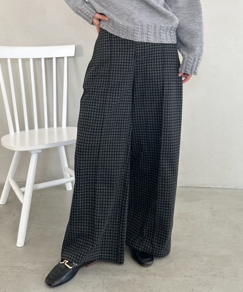 MYMOOD.（マイムード）の「チェック柄ワイドストレートパンツ（その他パンツ・レディース・グレー/ネイビー・FREE）」の12枚目の写真