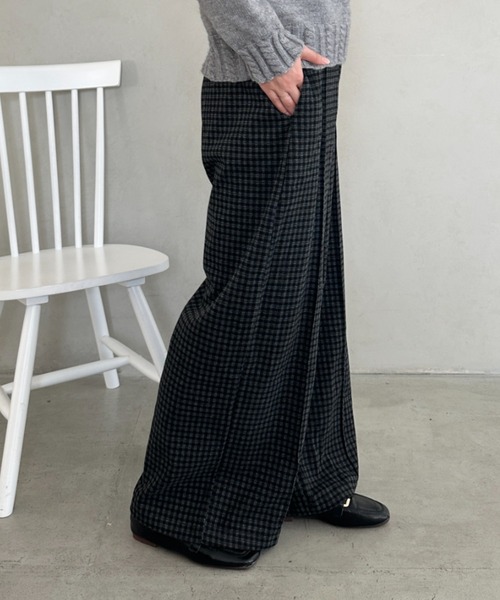 MYMOOD.（マイムード）の「チェック柄ワイドストレートパンツ（その他パンツ・レディース・グレー/ネイビー・FREE）」の14枚目の写真