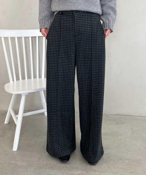 MYMOOD.（マイムード）の「チェック柄ワイドストレートパンツ（その他パンツ・レディース・グレー/ネイビー・FREE）」の15枚目の写真