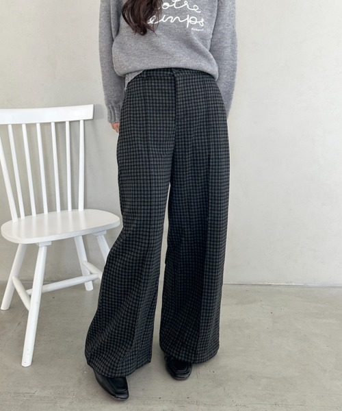 MYMOOD.（マイムード）の「チェック柄ワイドストレートパンツ（その他パンツ・レディース・グレー/ネイビー・FREE）」の17枚目の写真