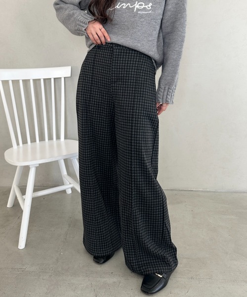 MYMOOD.（マイムード）の「チェック柄ワイドストレートパンツ（その他パンツ・レディース・グレー/ネイビー・FREE）」の19枚目の写真