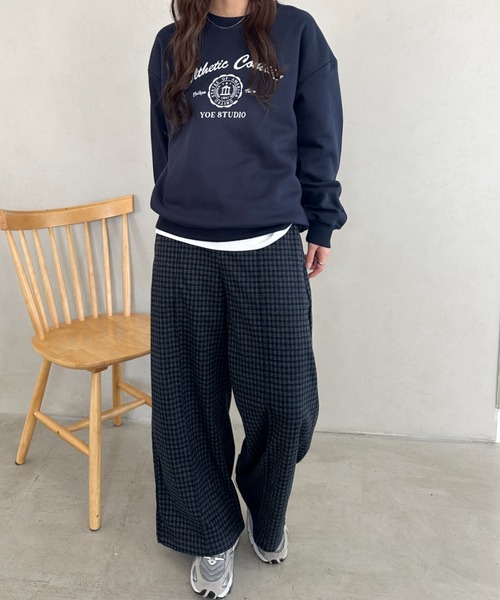 MYMOOD.（マイムード）の「チェック柄ワイドストレートパンツ（その他パンツ・レディース・グレー/ネイビー・FREE）」の4枚目の写真