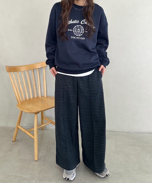 MYMOOD.（マイムード）の「チェック柄ワイドストレートパンツ（その他パンツ・レディース・グレー/ネイビー・FREE）」の5枚目の写真