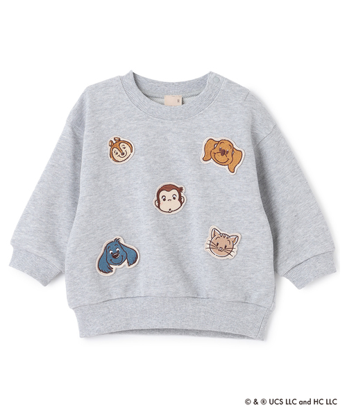 petit main（プティマイン）の「【おさるのジョージ】フェイスワッペントレーナー（スウェット・キッズ・ブルー/トップグレー/ブラウン・130cm/110cm/120cm/100cm/80ｃｍ/90cm）」の2枚目の写真