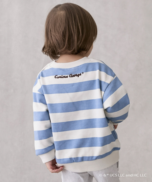 petit main（プティマイン）の「【おさるのジョージ】フェイスワッペントレーナー（スウェット・キッズ・ブルー/トップグレー/ブラウン・130cm/110cm/120cm/100cm/80ｃｍ/90cm）」の8枚目の写真