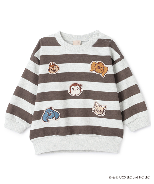 petit main（プティマイン）の「【おさるのジョージ】フェイスワッペントレーナー（スウェット・キッズ・ブルー/トップグレー/ブラウン・130cm/110cm/120cm/100cm/80ｃｍ/90cm）」の10枚目の写真