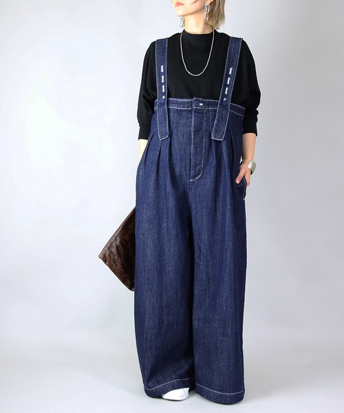 and it_（アンドイット）の「デニムハイウエストワイドサロペット（サロペット/オーバーオール・レディース・インディゴブルー/ブルー・FREE）」の6枚目の写真