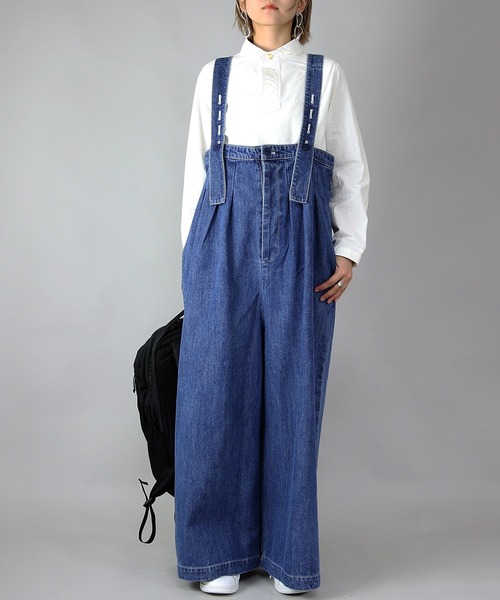 and it_（アンドイット）の「デニムハイウエストワイドサロペット（サロペット/オーバーオール・レディース・インディゴブルー/ブルー・FREE）」の7枚目の写真