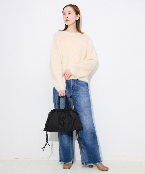 SLOBE IENA（スローブイエナ）の「LENK スクエアナイロンバッグ（ショルダーバッグ・レディース・ブラック/ブラウン・FREE）」の3枚目の写真