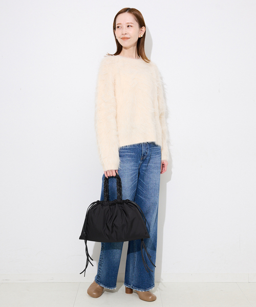 SLOBE IENA（スローブイエナ）の「LENK スクエアナイロンバッグ（ショルダーバッグ・レディース・ブラック/ブラウン・FREE）」の4枚目の写真