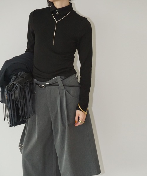 chuclla（チュクラ）の「スリムポロトップス chw25a122（Tシャツ/カットソー・レディース・ブラック/ホワイト・FREE）」の13枚目の写真