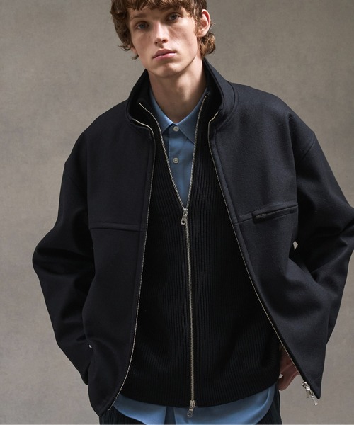 4/15～4/23は発送お休み★レオナールスポーツ☆ジップアップ ブルゾン セール】mj9824- 裏レオパード柄スイングトップジャケット（ブルゾン