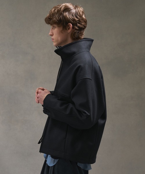 PUBLIC TOKYO(パブリックトウキョウ)の「Super140s メルトンスタンドジップブルゾン(ブルゾン・メンズ・ダークブラウン/ブラック・1/2/3)」の16枚目の写真