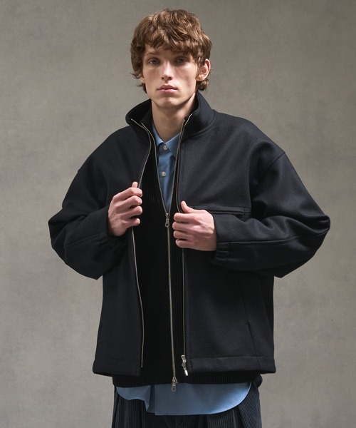 PUBLIC TOKYO(パブリックトウキョウ)の「Super140s メルトンスタンドジップブルゾン(ブルゾン・メンズ・ダークブラウン/ブラック・1/2/3)」の15枚目の写真