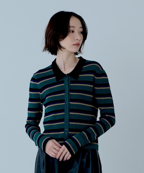 NOMINE(ノミネ)の「ショルダータック ポロニット カーディガン(ニット/セーター・レディース・ブラック/その他/チャコールグレー/レッド・フリー)」の18枚目の写真