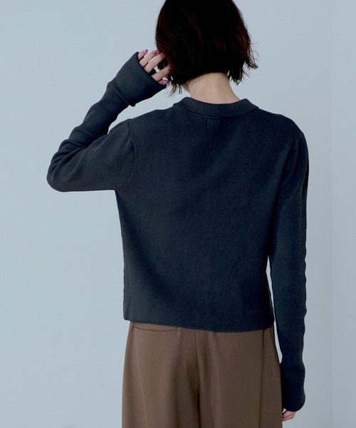 NOMINE(ノミネ)の「ショルダータック ポロニット カーディガン(ニット/セーター・レディース・ブラック/その他/チャコールグレー/レッド・フリー)」の12枚目の写真