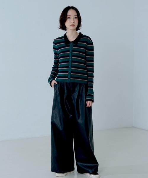 NOMINE(ノミネ)の「ショルダータック ポロニット カーディガン(ニット/セーター・レディース・ブラック/その他/チャコールグレー/レッド・フリー)」の13枚目の写真