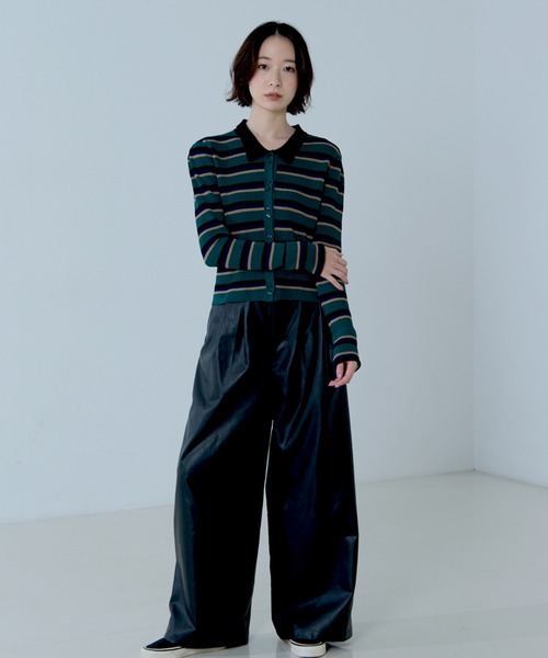 NOMINE(ノミネ)の「ショルダータック ポロニット カーディガン(ニット/セーター・レディース・ブラック/その他/チャコールグレー/レッド・フリー)」の15枚目の写真