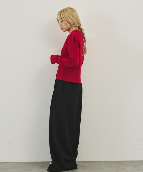 NOMINE(ノミネ)の「ショルダータック ポロニット カーディガン(ニット/セーター・レディース・ブラック/その他/チャコールグレー/レッド・フリー)」の21枚目の写真