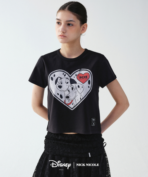 NICK&NICOLE（ニックアンドニコール）の「DISNEY 101 DALMATIANS BIG HEART CROP TOP_BLACK（Tシャツ/カットソー・レディース・その他・FREE）」の2枚目の写真