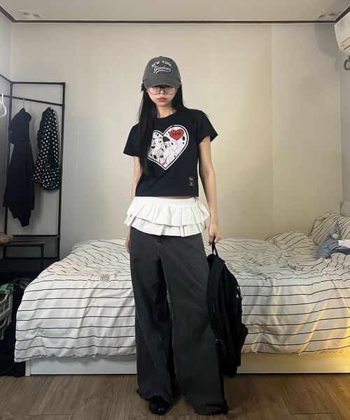 NICK&NICOLE（ニックアンドニコール）の「DISNEY 101 DALMATIANS BIG HEART CROP TOP_BLACK（Tシャツ/カットソー・レディース・その他・FREE）」の6枚目の写真