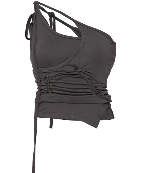FLAREUP（フレアアップ）の「[SET] Handmade Twisted Layered Top (FL-118_Charcoal)（Tシャツ/カットソー・レディース・チャコール・FREE）」の2枚目の写真