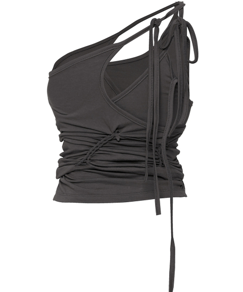 FLAREUP（フレアアップ）の「[SET] Handmade Twisted Layered Top (FL-118_Charcoal)（Tシャツ/カットソー・レディース・チャコール・FREE）」の4枚目の写真