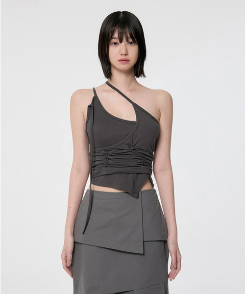 FLAREUP（フレアアップ）の「[SET] Handmade Twisted Layered Top (FL-118_Charcoal)（Tシャツ/カットソー・レディース・チャコール・FREE）」の5枚目の写真