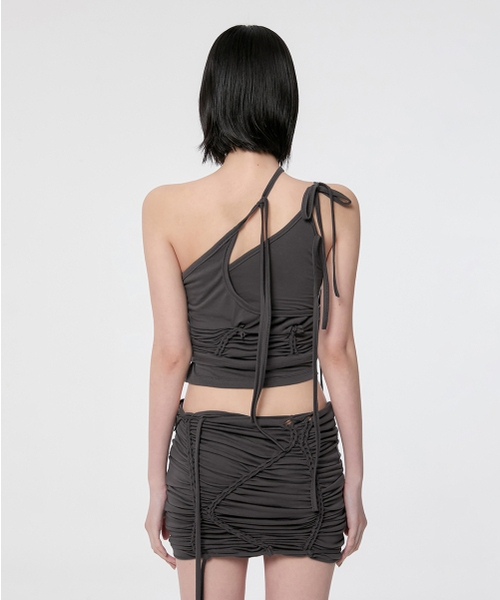 FLAREUP（フレアアップ）の「[SET] Handmade Twisted Layered Top (FL-118_Charcoal)（Tシャツ/カットソー・レディース・チャコール・FREE）」の6枚目の写真