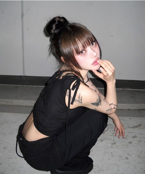 FLAREUP（フレアアップ）の「[SET] Handmade Twisted Layered Top (FL-118_Charcoal)（Tシャツ/カットソー・レディース・チャコール・FREE）」の12枚目の写真
