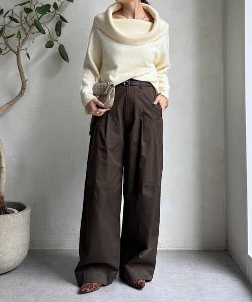 DouDou(ドゥドゥ)の「ツイルワイドカーブパンツ(その他パンツ・レディース・ベージュ/ブラウン・36/38)」の3枚目の写真