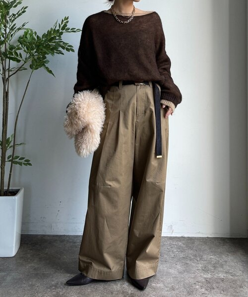 DouDou(ドゥドゥ)の「ツイルワイドカーブパンツ(その他パンツ・レディース・ベージュ/ブラウン・36/38)」の22枚目の写真
