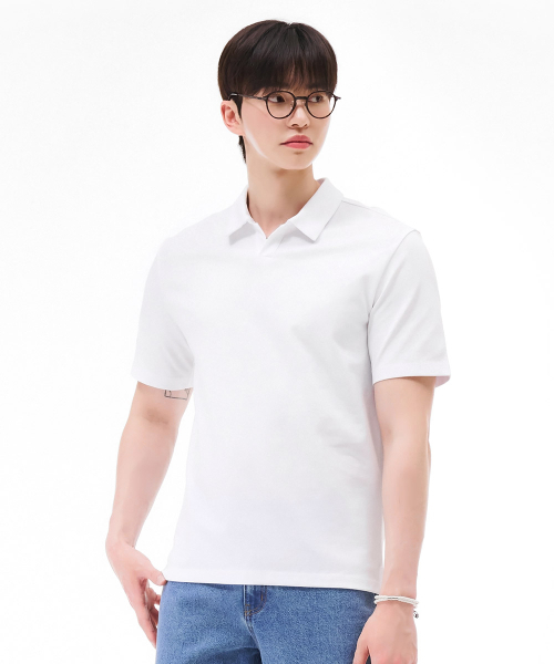 CHASECULT(チェイスカルト)の「男性オープンカラー半袖Tシャツ-ホワイト(ポロシャツ・メンズ・ホワイト・100/110/105/95)」の4枚目の写真