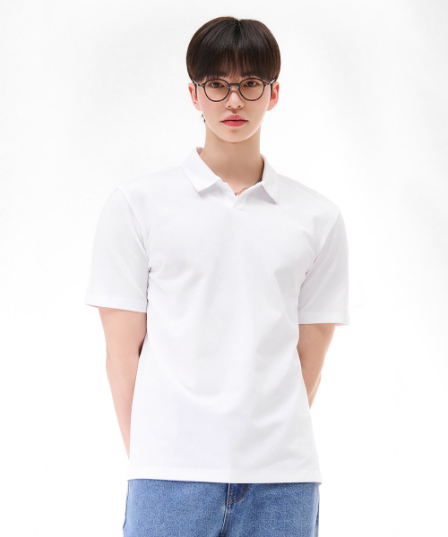 CHASECULT(チェイスカルト)の「男性オープンカラー半袖Tシャツ-ホワイト(ポロシャツ・メンズ・ホワイト・100/110/105/95)」の5枚目の写真