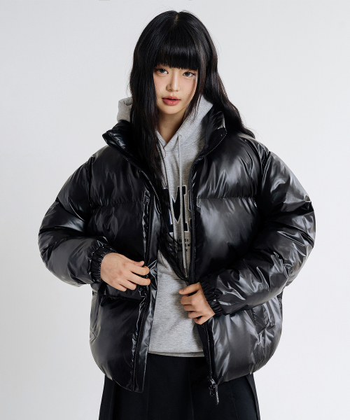 LEMAIN SECOND（リメインセカンド）の「エッセンシャル2WAYオーバーサイズプファーショートダウンジャケット[ユニークブラック]（ダウンジャケット/コート・レディース・その他・SMALL/MEDIUM/LARGE）」の3枚目の写真
