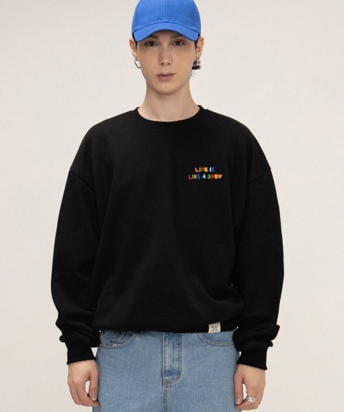 GRAVER（グレーバー）の「[UNISEX]スモールレインボーライフスマイルロゴマンツーマン_ブラック（スウェット・レディース・ブラック・MEDIUM/LARGE/SMALL）」の2枚目の写真