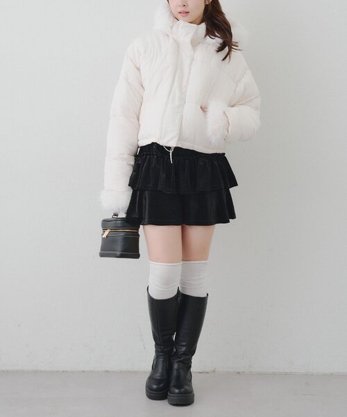 continuer de NICE CLAUP(コンティニューデナイスクラップ)の「フェイクファー付ZIPエコダウン(ブルゾン・レディース・ブラック/アイボリー/ピンク/ブラウン・FREE)」の11枚目の写真