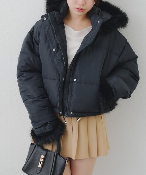 continuer de NICE CLAUP(コンティニューデナイスクラップ)の「フェイクファー付ZIPエコダウン(ブルゾン・レディース・ブラック/アイボリー/ピンク/ブラウン・FREE)」の14枚目の写真